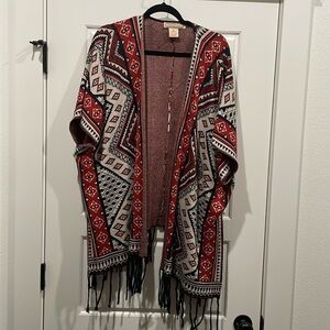 Aztec print shawl sweater vest